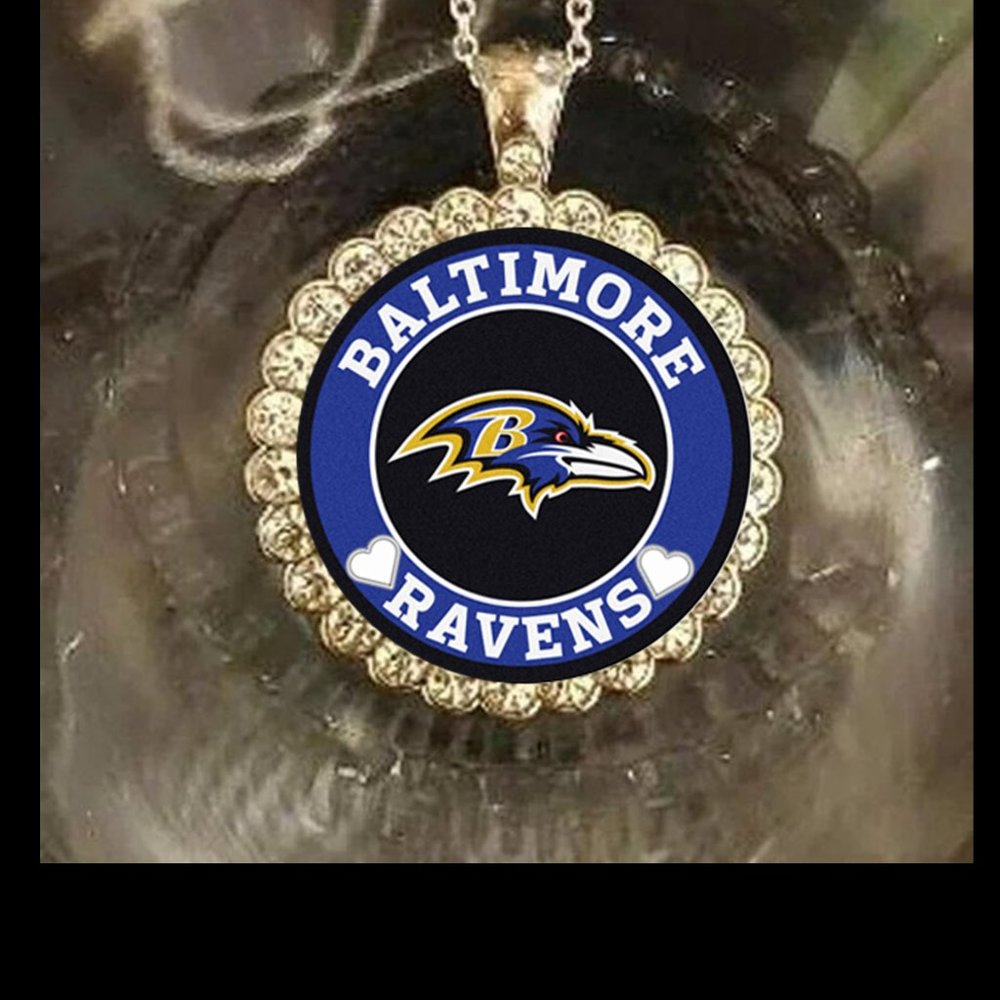 Baltimore Ravens 925 Silver Rhinestones  Necklace great gift gift box…